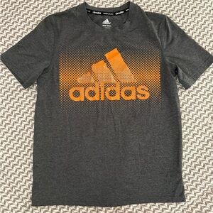 Adidas boys Charcoal gray and Orange Tee